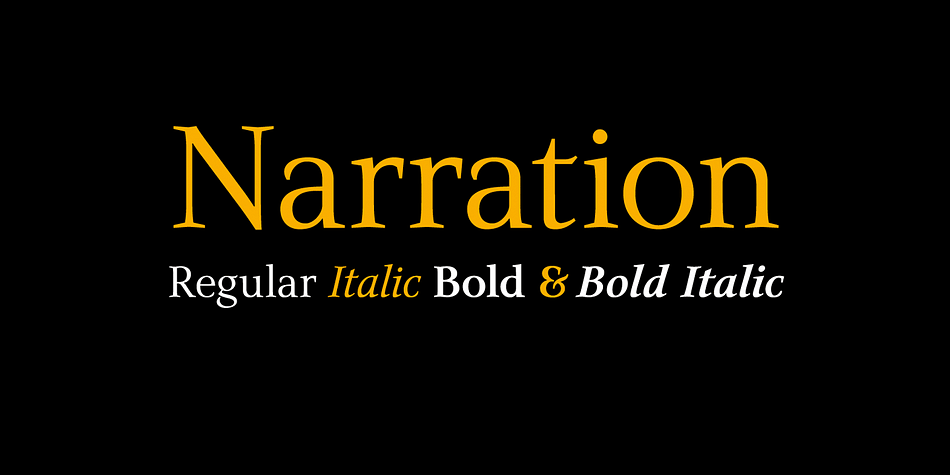 Narration is a bright serif font with classic proportions, that is inspired by the Renaissance as well as neoclassical tradition, contemporary design with a delicate sense of rhythm, clarity and legibility.