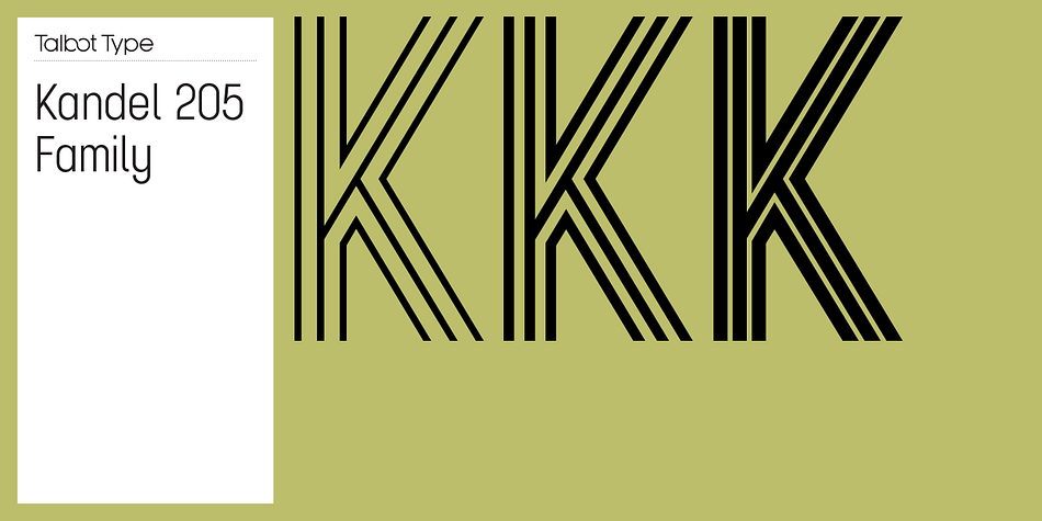 Displaying the beauty and characteristics of the Kandel 205 font family.