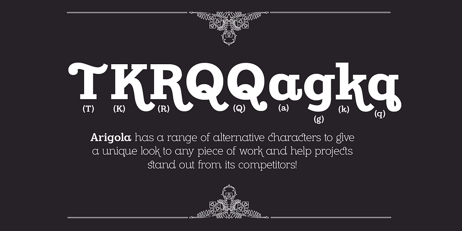 Displaying the beauty and characteristics of the Arigola font family.