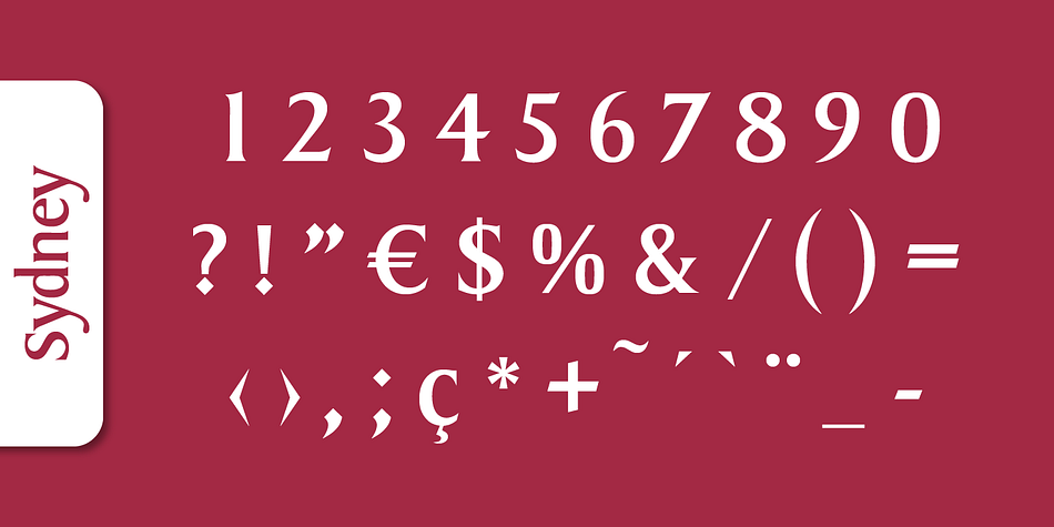 Sydney Serial font family example.