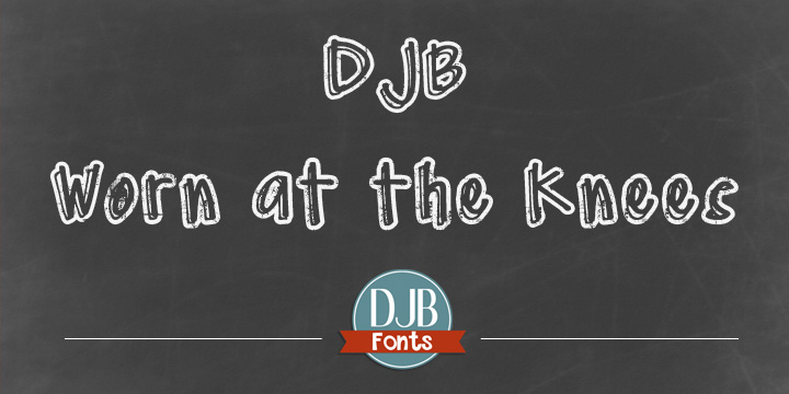 Displaying the beauty and characteristics of the DJB Worn At The Knees font family.