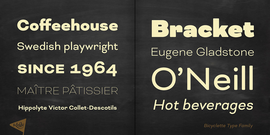 The idea was to create a highly contrasted sans-serif family carefully balanced between gentle curves and sharp angles, with large capital letters opposing uncommonly short lower case, trough six distinctive weights.