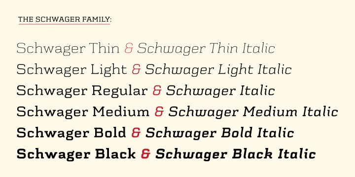 Schwager font family example.