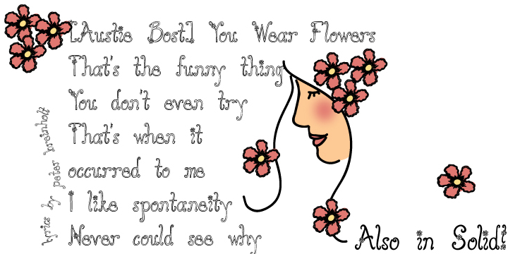 Displaying the beauty and characteristics of the Austie Bost You Wear Flowers font family.