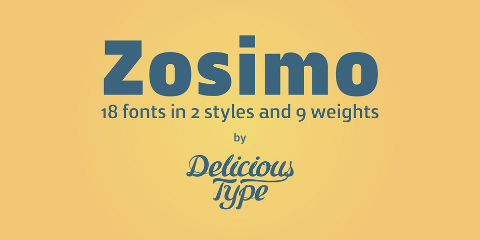 Zosimo is a neo-grotesque typeface created by designer Ron Gilad (Delicious Type) in cooperation with renowned typographer Oded Ezer based on his ubiquitous Alchemist typeface.