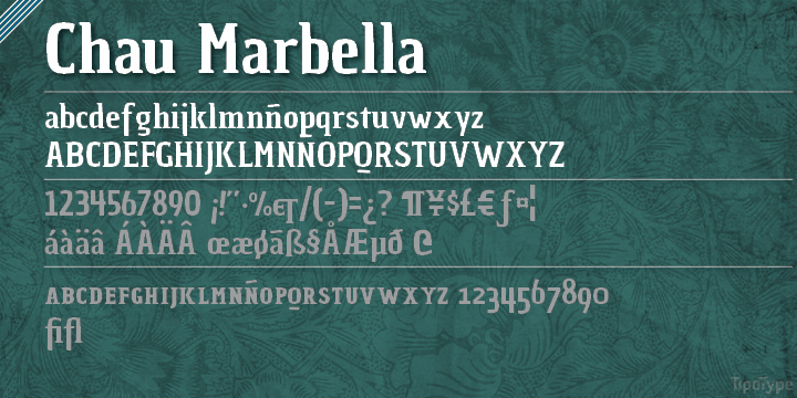 Highlighting the Chau Marbella font family.