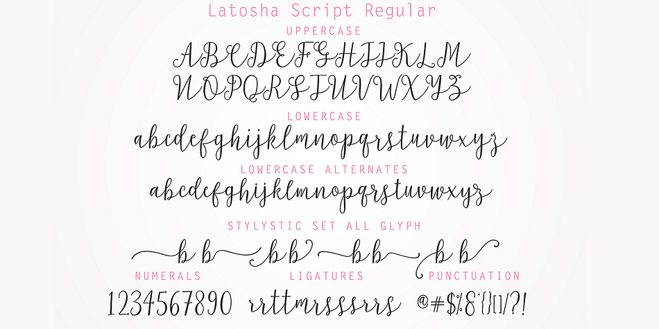 Emphasizing the favorited Latosha Script font family.