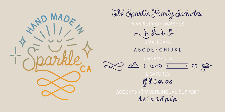Emphasizing the favorited Sparkle font family.