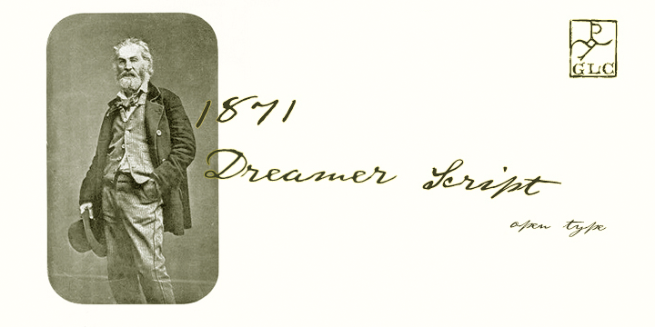 Displaying the beauty and characteristics of the 1871 Dreamer Script font family.