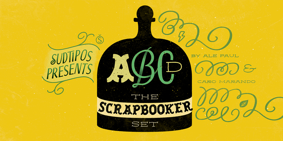 After previously collaborating on the bestselling Distillery Set, Carolina Marando and Alejandro got together once again to create this Scrapbooker Set, a new series of fonts that multiply the possibilities.