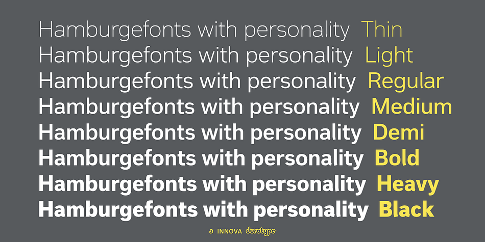 Innova is a new design—a contribution to the tradition of grotesque typefaces.