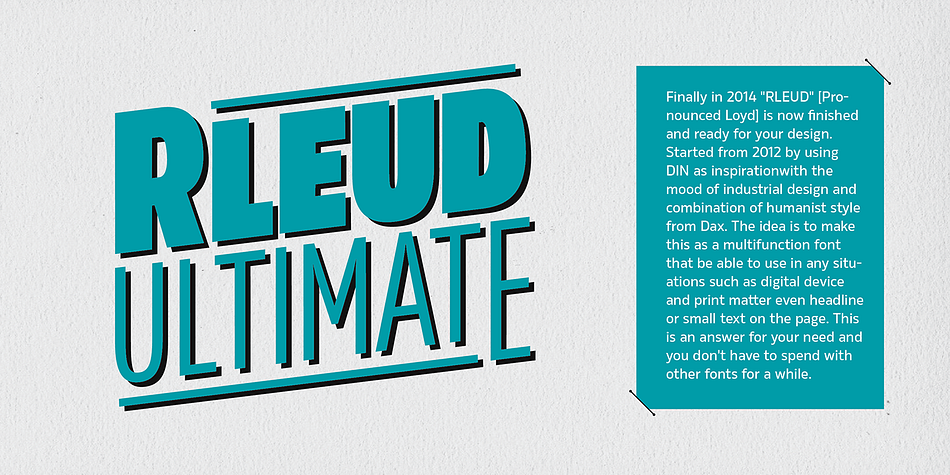 Rleud font family sample image.