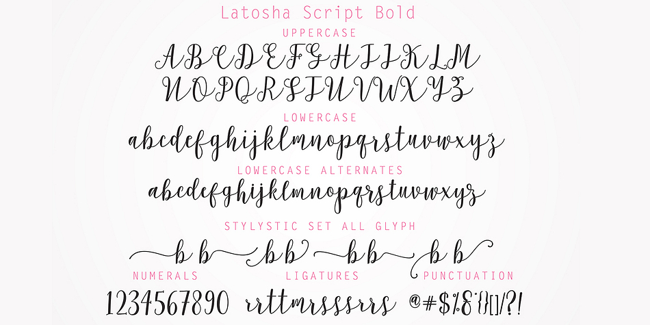 Highlighting the Latosha Script font family.