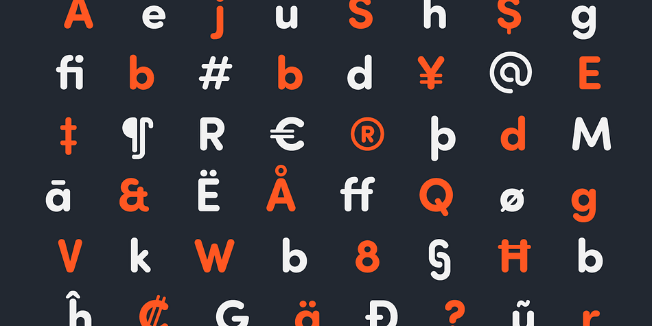 Available in 8 versatile styles, all weights contain the same Opentype features than his sister with case sensitive forms, stylistic alternates, localized forms, standard ligatures, lining and oldstyle figures.