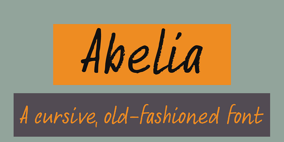 Abelia is a rough(ish), cursive, handwritten font.