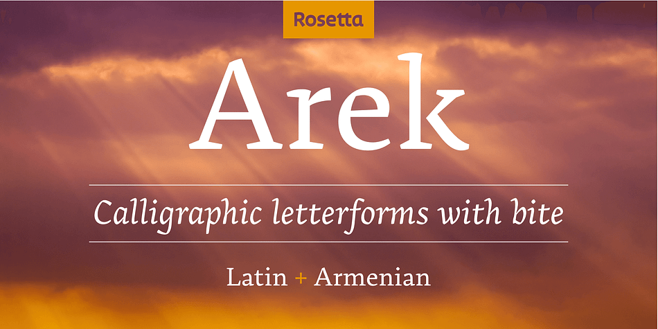 Arek is Rosetta’s award-winning type family covering Latin and Armenian.