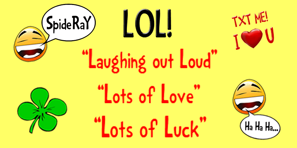 Not much of a SMS TXT message sender myself however I kept putting LOL at the end of my TXT messages and on facebook to say Lots of Love then a friend told me that the first use of the shortened LOL in text slang actually meant Laugh(ing) out Loud.