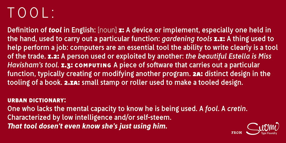 Highlighting the Tool font family.