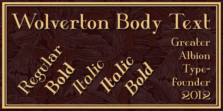 Displaying the beauty and characteristics of the Wolverton font family.