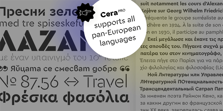 Cera Stencil GR is a a six font family.