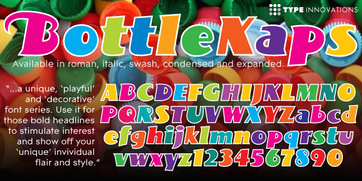 BottleKaps is a robust ornamental display font series.