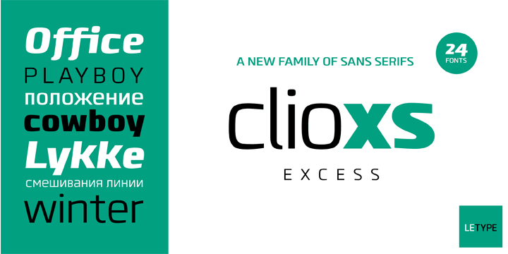 Displaying the beauty and characteristics of the Clio XS  font family.