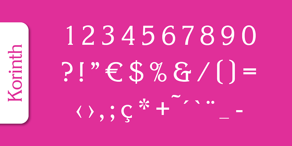 Korinth Serial font family example.