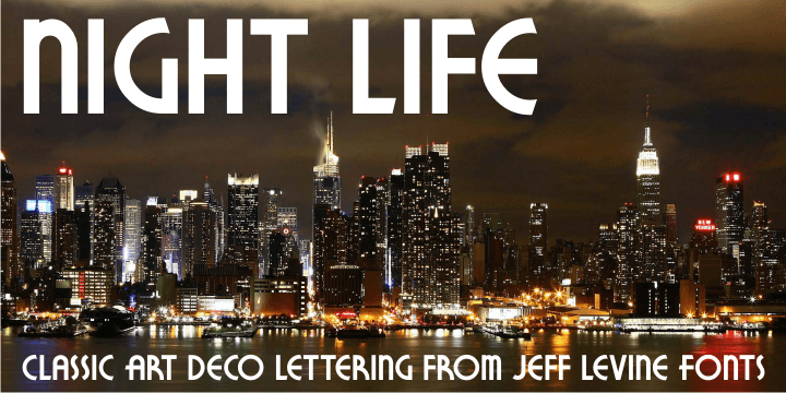 Night Life JNL follows the classic lettering forms of the Art Deco era of the 1930s and 1940s.