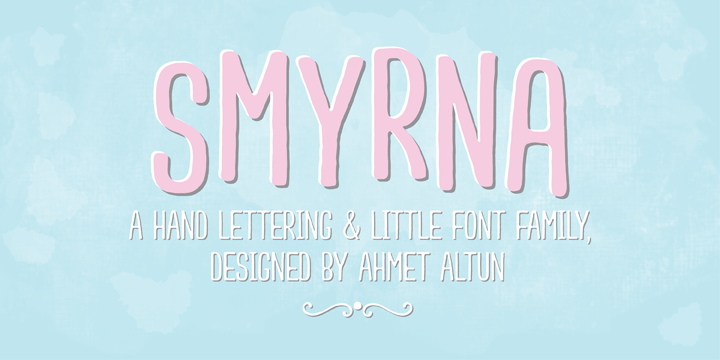 Smyrna is a hand-drawn font family comes in two weights; light and regular.