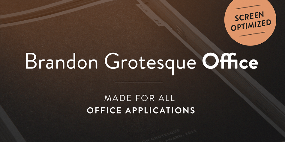 This special Office version of Brandon Grotesque is especially for all Microsoft Office applications (Word, Excel, Powerpoint etc.) It contains just the 4 basic styles which are style-linked and can be easily accessed by the "I" or "B" button in Office.