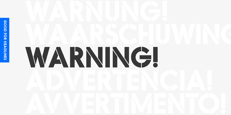 Odudo Stencil font family sample image.