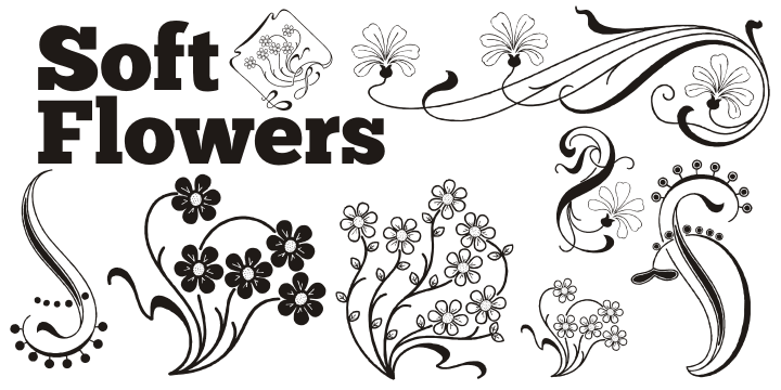 SoftGarden is a collection of ornaments, available in font format.
