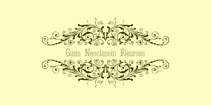 Highlighting the Gans Neoclassic Fleurons font family.