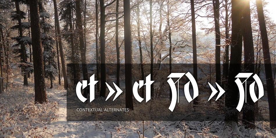The capital letters |AGHIKZ| come in alternate cuts that trade traditional shapes for increased legibility, while the letter |s| appears in three cuts, each with a unique, distinct flavor.