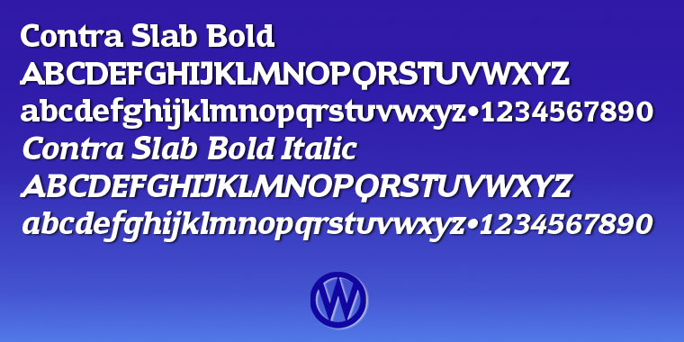 Emphasizing the popular Contra Slab font family.