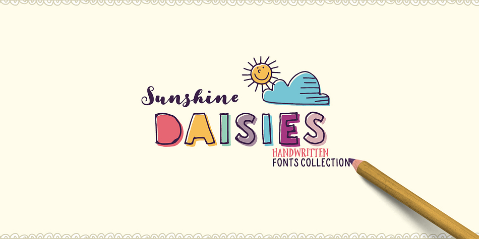 Sunshine Daisies Hand Lettered collection brings 15 handwritten fonts infused with fun and sunshine.