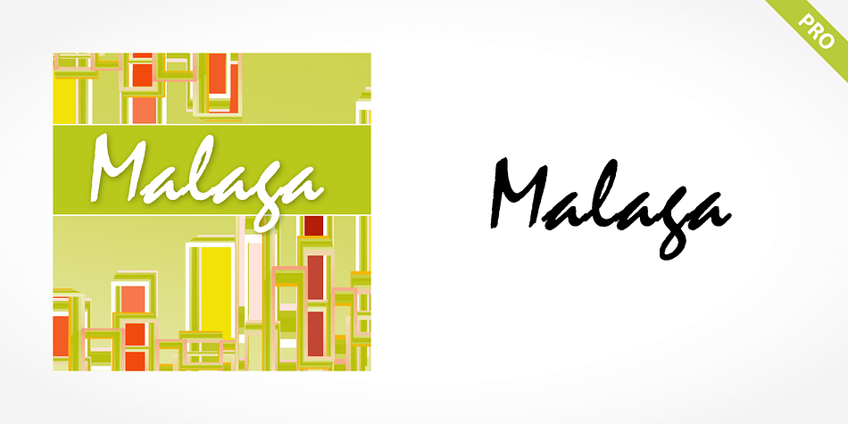 Displaying the beauty and characteristics of the Malaga Pro font family.