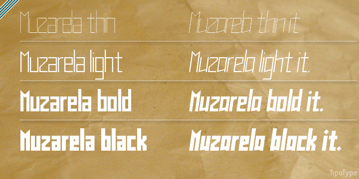 Highlighting the Muzarela font family.