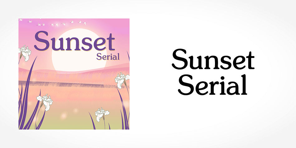 Displaying the beauty and characteristics of the Sunset Serial font family.