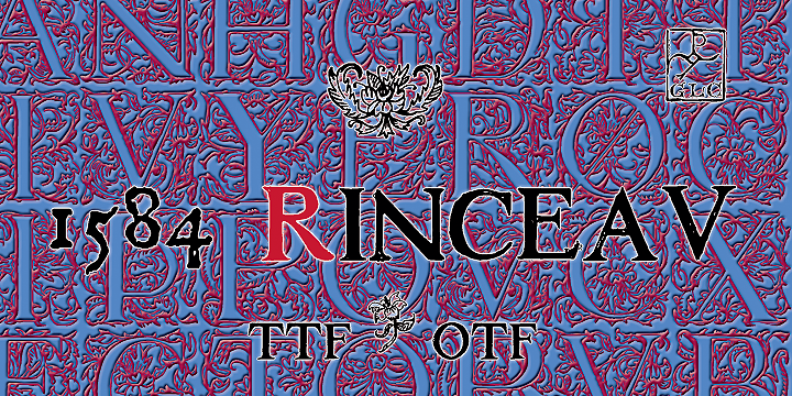 Displaying the beauty and characteristics of the 1584 Rinceau font family.