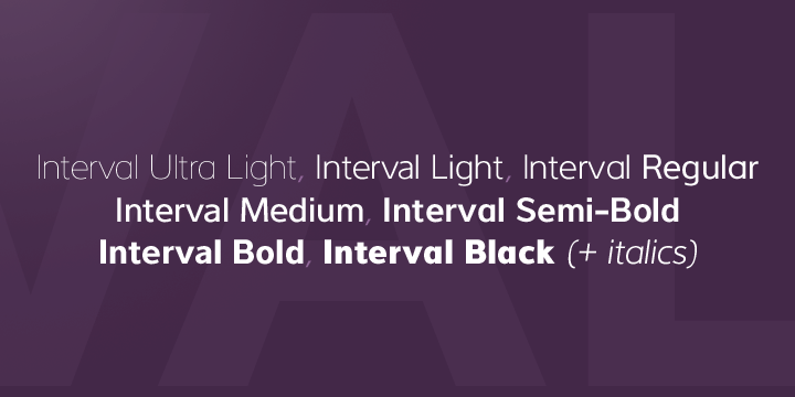 Highlighting the Interval Sans Pro font family.