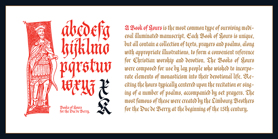 Displaying the beauty and characteristics of the Cal Fraktur Modern font family.