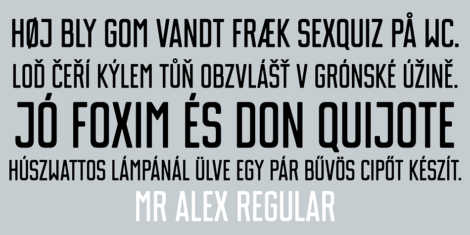 Highlighting the Mr Alex font family.
