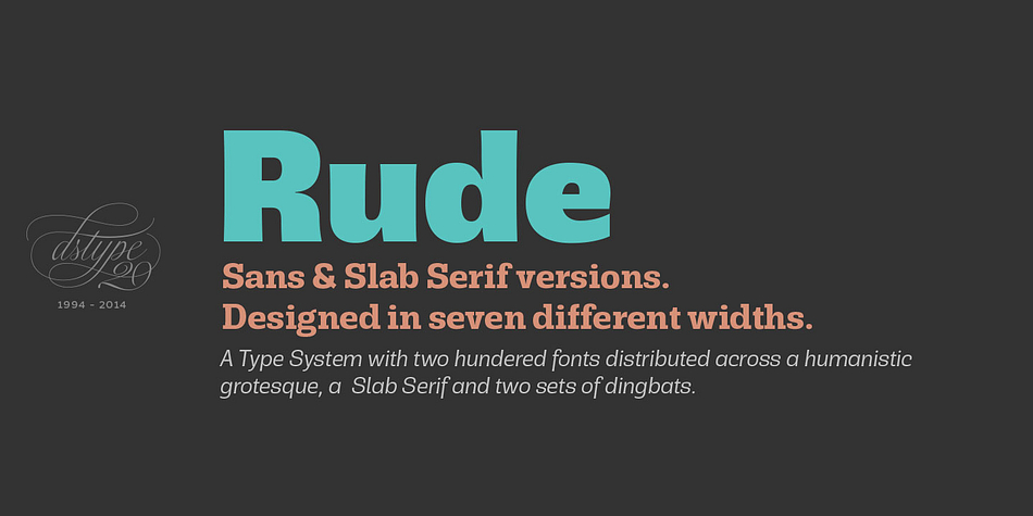 Displaying the beauty and characteristics of the Rude font family.