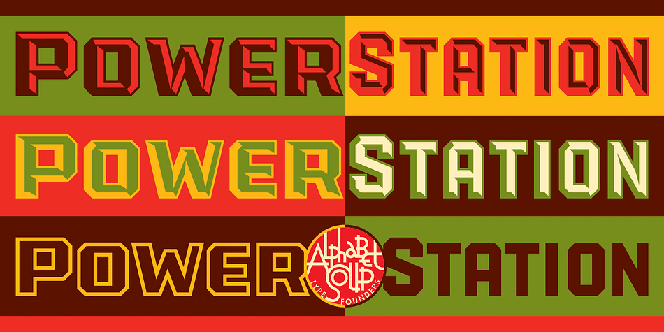 Originally conceived as part of a unique display design created for Hershey’s Times Square flagship store, the PowerStation family is the perfect choice when looking for a font that speaks of strength, solidity and character.
