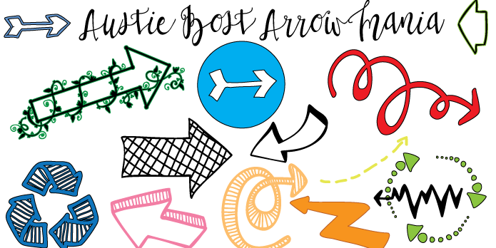 Austie Bost Arrow Mania is a trendy, fun arrow wingdings font!