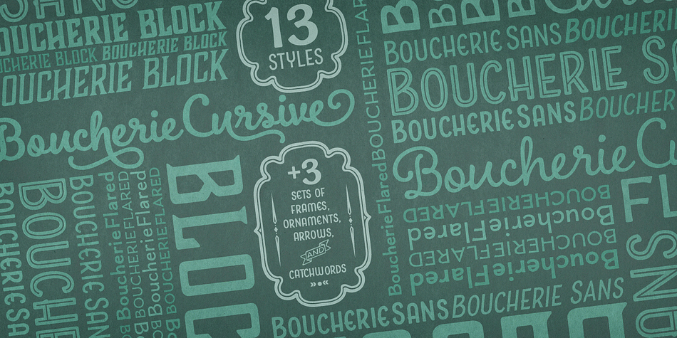 Displaying the beauty and characteristics of the Boucherie font collection.