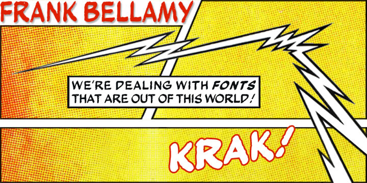 An all-capitals family based on the hand lettering of English artist, Frank Bellamy, most famous for his 
comic art for Eagle and TV21, and his Dr Who illustrations for Radio Times.