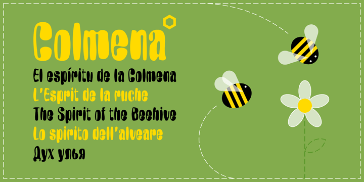 Decorative typeface Colmena (means Beehive in Spanish) is featured by soft viscous shapes and high contrast that resemble bees and honey.