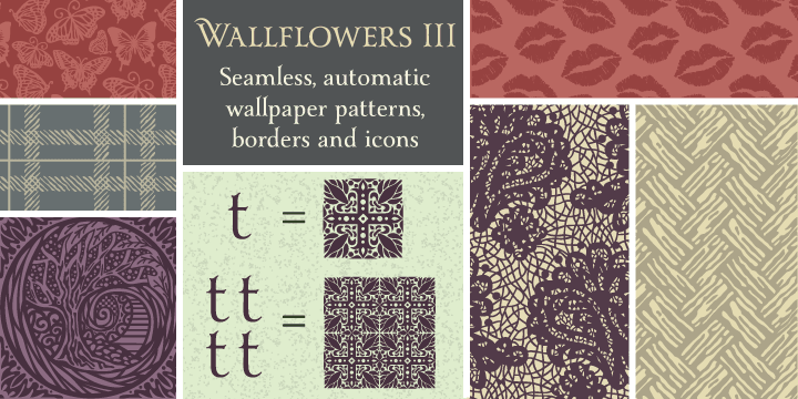 WALLFLOWERS III feature 26 unique hand drawn wallpaper tiles and 34 icons for standalone use.